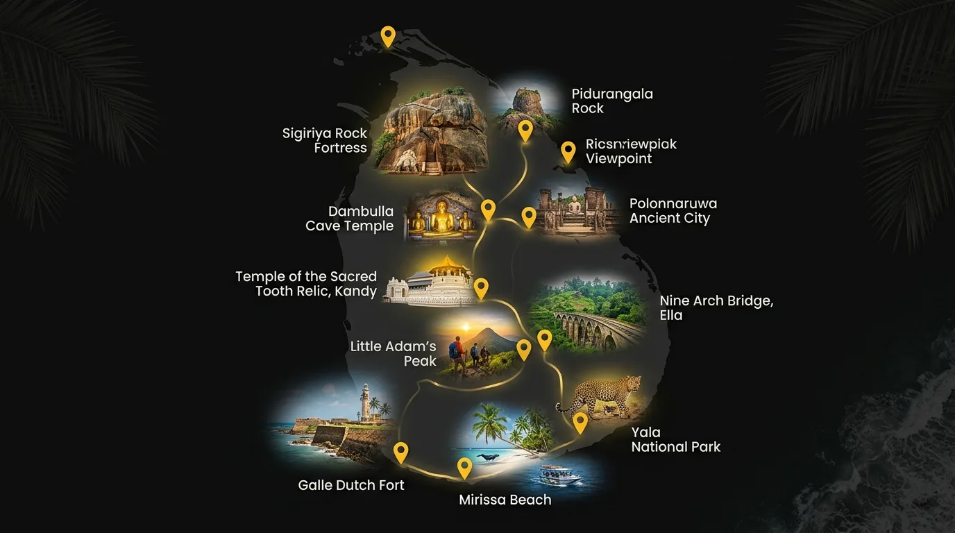 Sri Lanka Tour Map & Highlights